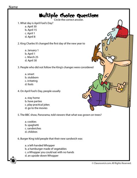 The History Of April Fools Day Reading Comprehension Questions Woo