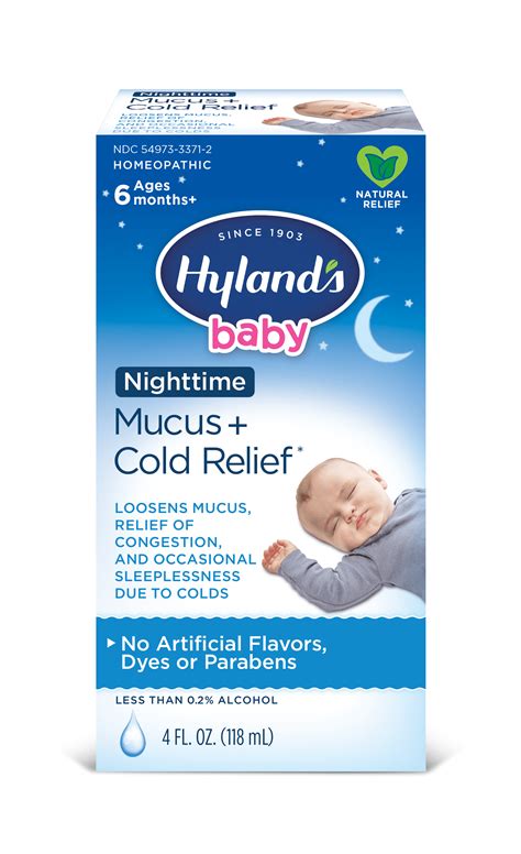 Hylands Naturals Baby Nighttime Mucus And Cold Relief Syrup 4 Fl Oz