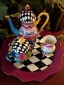 Whimsical OOAK Harlequin Tea Set for Alice in Wonderland | Etsy ...