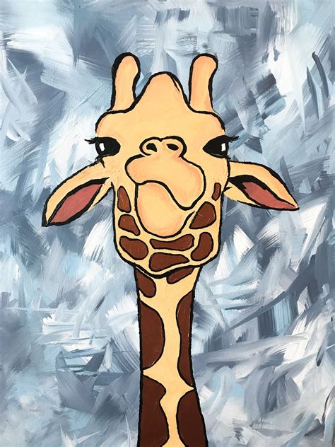 Goofy Giraffe Giraffe Painting Cute Easy Paintings Mini Canvas Art