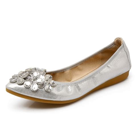 Meeshine Womens Foldable Soft Pointed Toe Ballet Flats Rhinestone Comfort Slip On Flat Shoes9 B