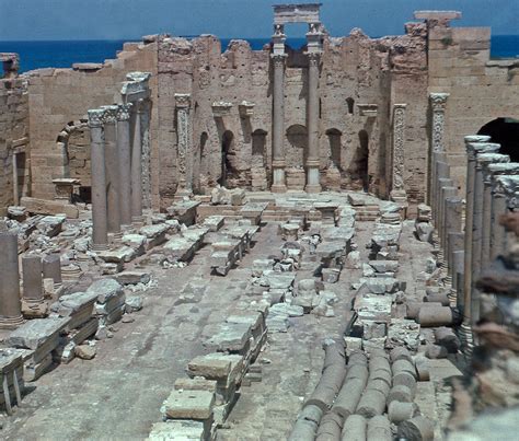 A View Of The Basilica Leptis Magna Taken In April 1958 Flickr