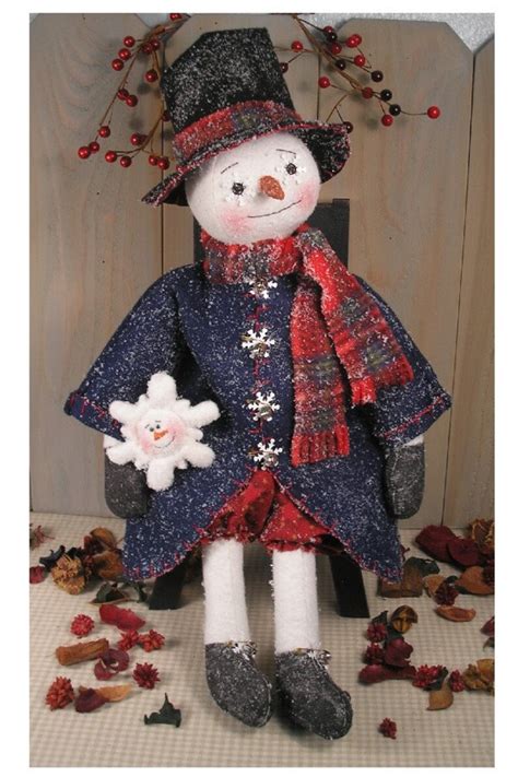 Pdf E Pattern Snowman Doll Christmas Holiday Primitive Raggedy Etsy