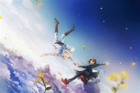 Anime Fly Boys Flower Sky Clouds Wallpaper 2800x1865 648652 Wallpaperup