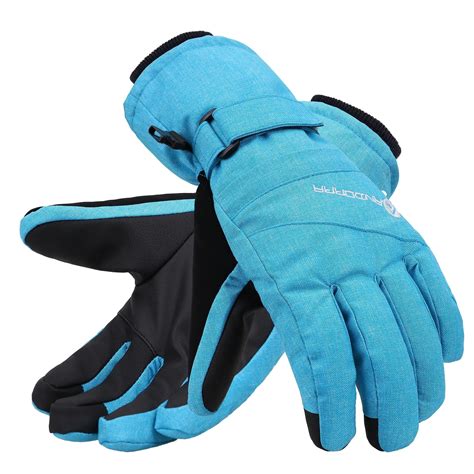 Womens Zippered Pocket Touchscreen Ski Snowboard Gloves