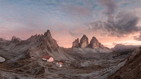 Sunset In Sexten Dolomites Tyrol Italy Paternkofel Left Paternkofel And