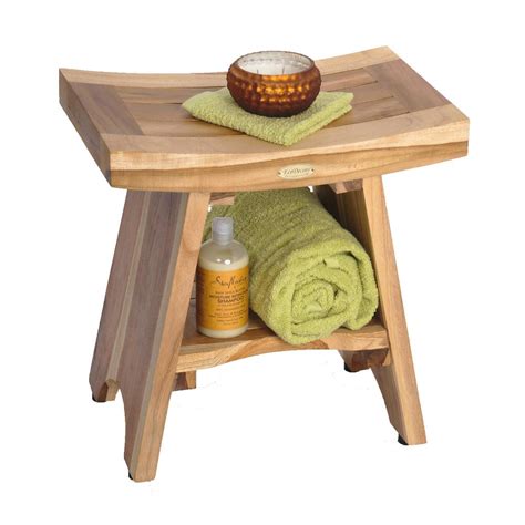 Ecodecors Earthyteak Serenity 18 In Eastern Style Shower Stool With