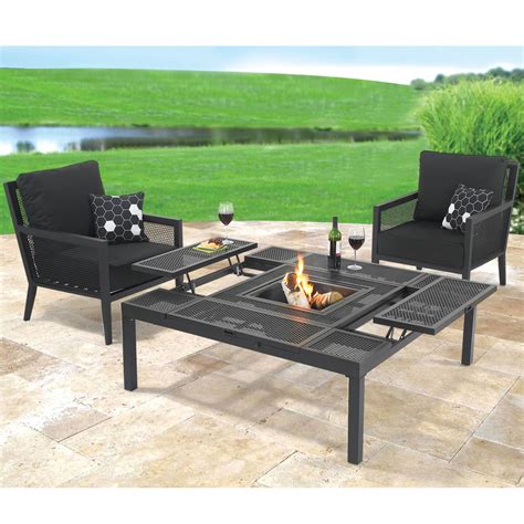 The Outdoor Convertible Coffee To Dining Table Hammacher Schlemmer
