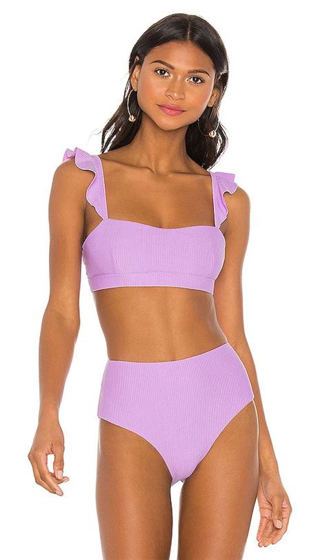 Juillet Sophie Bikini Top In Lilac Rib Revolve Bikini Tops Revolve Swimwear Bikinis