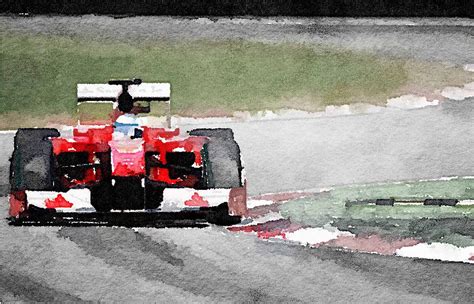 Ferrari F1 Race Watercolor Painting By Naxart Studio