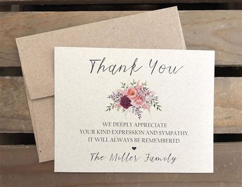 Personalized Funeral Thank You Cards Sympathy Acknowledgement Etsy My
