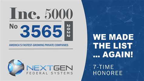 Nextgen Named On Inc 5000s Fastest Growing Company List For Seventh