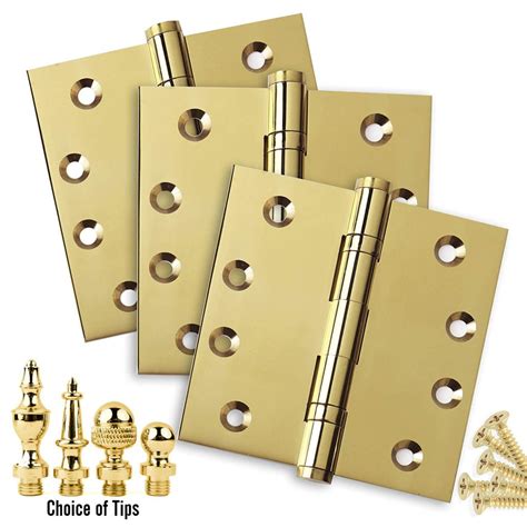 3 Pack 4 X 4 Solid Brass Ball Bearing Hinges Polished Brass Us3