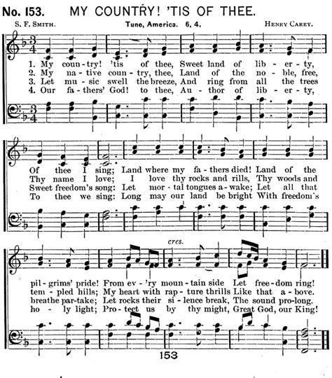 My Country Tis Of Thee Hymn Music Gospel Song Lyrics Hymn Sheet Music