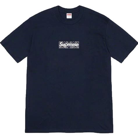 Supreme Bandana Box Logo T Shirt Navy Fw19 Next Grail