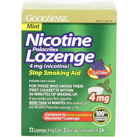 Good Sense Stop Smoking Aid Nicotine Lozenge Mint 4 Mg 72 Ea Walmart