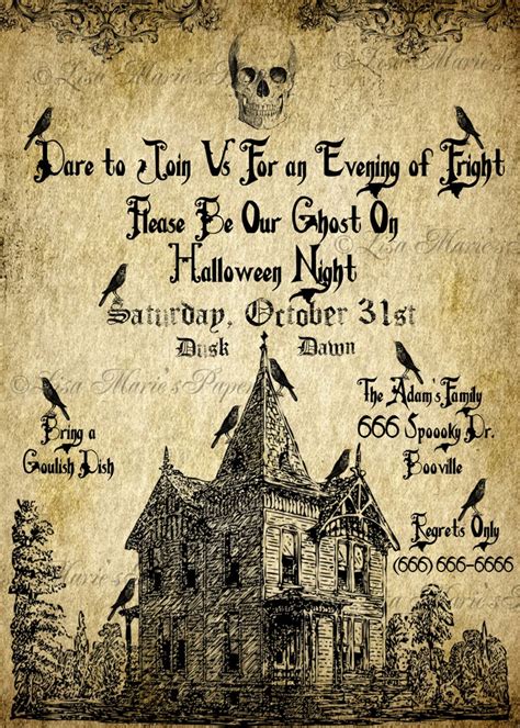 Halloween Haunted House Invitation Handmade Digital Invite Etsy