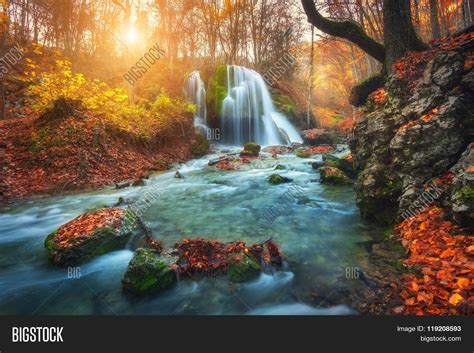 Waterfall Mountain River Autumn Image And Photo Bigstock