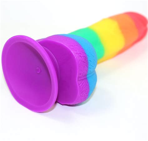 pride rainbow dildo sex toy suction cup strap on silicone etsy
