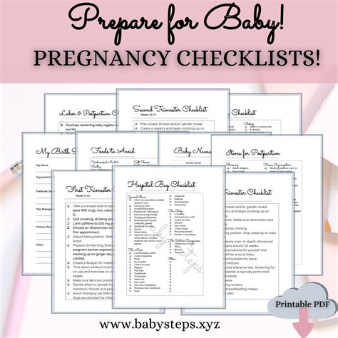 Printable Pregnancy Planning Checklists Baby Registry Etsy