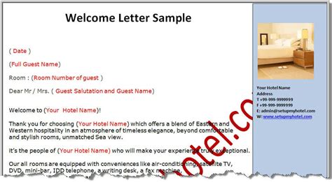 Welcome Letter For Hotel Guests Download Sample Formats