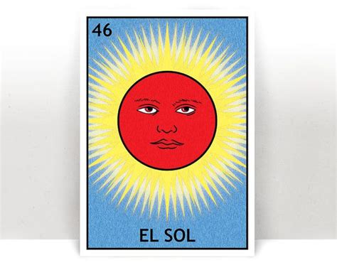 El Sol Loteria Cards The Sun Mexican Bingo Art Print Poster Many