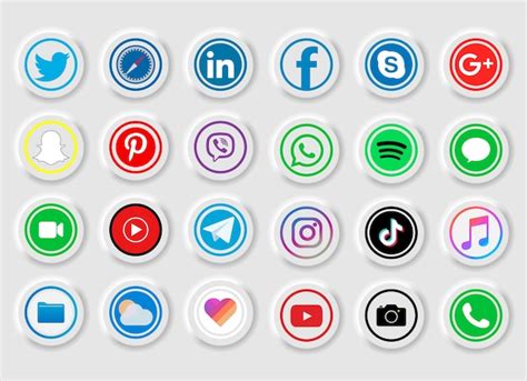 Premium Vector Collection Of Popular Social Media Icons On A White