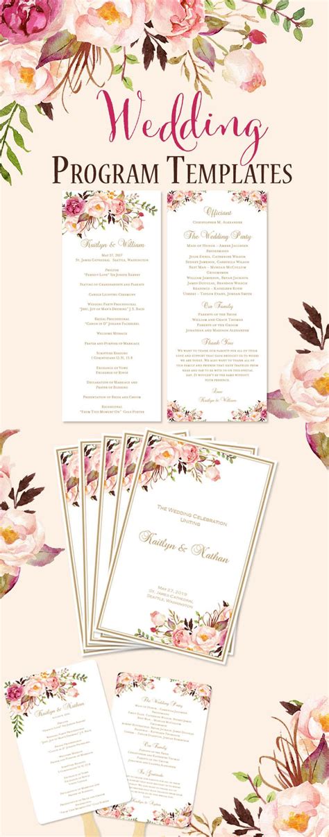 Printable Wedding Templates Romantic Blossoms Diy Stationery