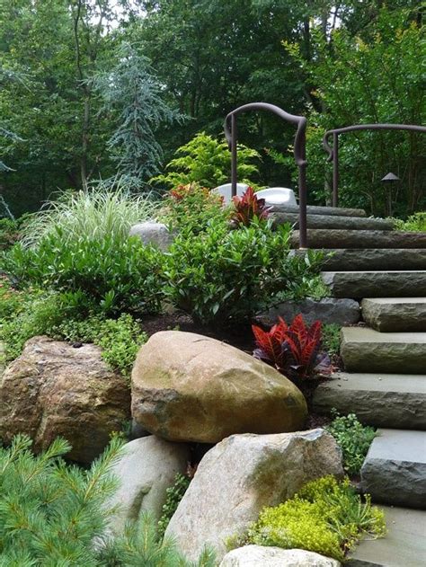 13 Steps And Path Ideas For Backyards Using Boulder Stones Garden
