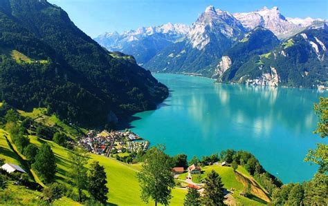 Village By The Lake Lucerne Central Switzerland Switzerland