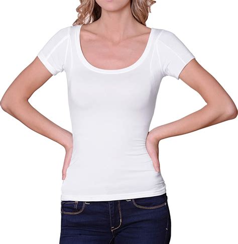 Sweatproof Undershirt For Women Scoop Neck White Sweat Pads Amazonca Clothing And Accessories