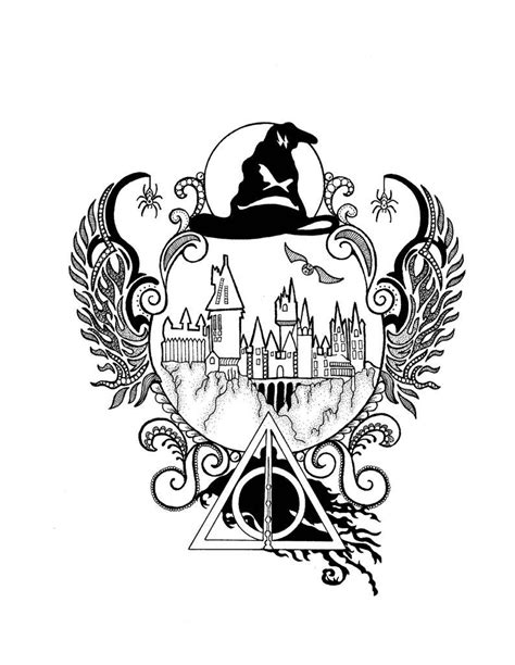 Harry Potter Hogwarts Zentangle Art Drawings Pen and Ink | Etsy Harry