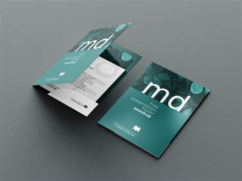 Free Front Cover And Open Folder Mockup