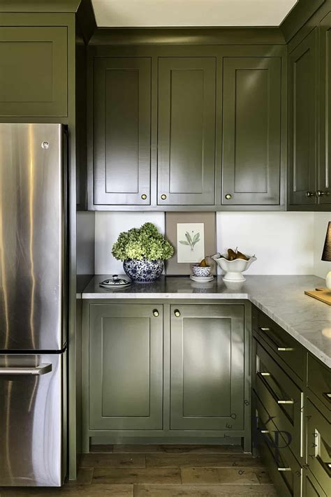 Green Painted Kitchen Cabinets