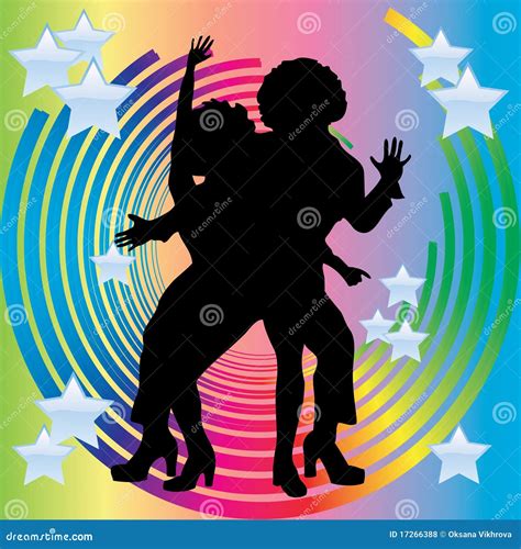 Silhouette Of Couples Dancing Disco Stock Vector Illustration Of