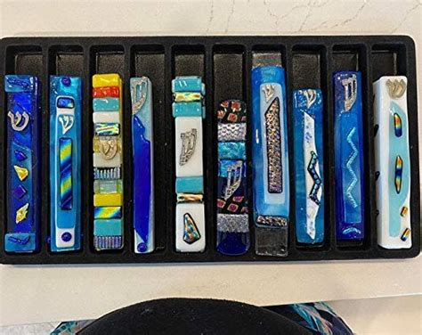 Fused Glass Mezuzah With Dichroic Colorful And