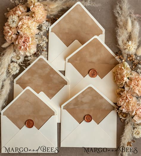 Ivory Envelopes For Invitations With Velvet Liners A7 Handmade