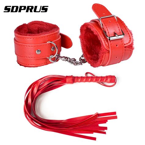 2 Pcsset Pu Leather Handcuff With Whip Sex Toys For Couple Adult Game Bondage Erotic Slave