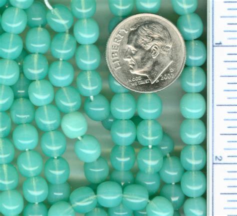 Opaque Turquoise Opal Round Czech Glass Beads 6mm