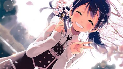 Desktop Wallpaper Smile Girl Anime Blossom 4k Hd Image Picture