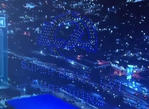Photo Drones Over Downtown Los Angeles Spell Out La Super Bowl Champions