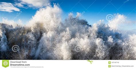 Ocean Sea Water Crashing Tsunami Wave Stock Photo Image Of Stormy