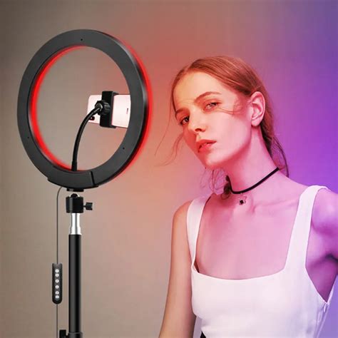 10 26cm Rgb Ring Light With Phone Clip Kit Camera Photography Video