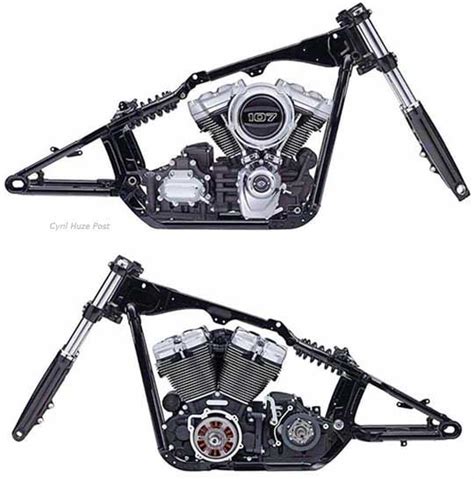 Two Views Of The Front And Rear Suspensions Of A Motorbike On A White