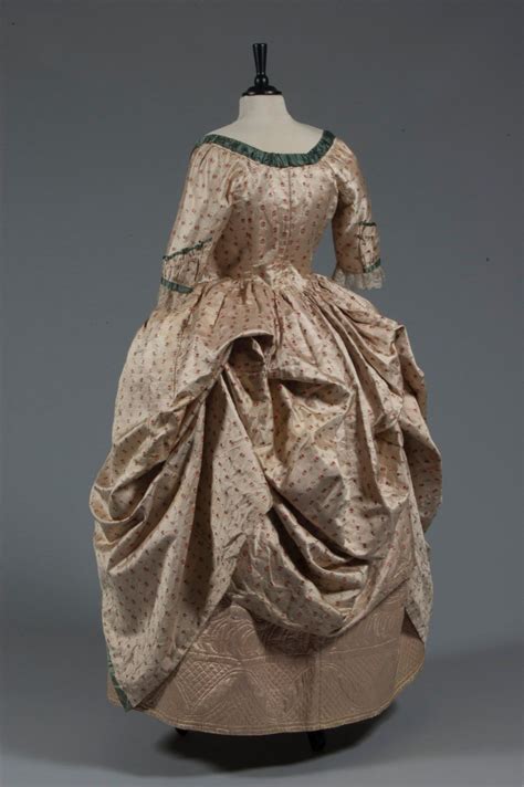 1785 1790 A Brocaded Silk Open Robe A La Polonaise Of Figured