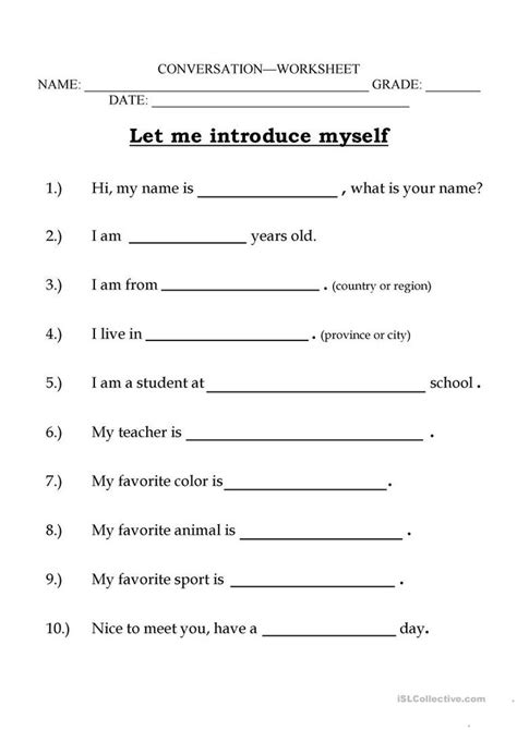 Let Me Introduce Myself Worksheet Free Esl Printable Worksheets Made