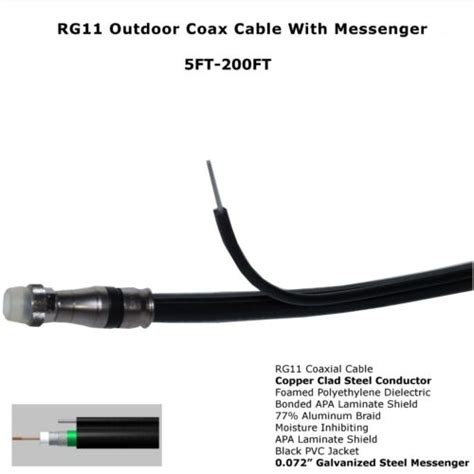 Rg11 Outdoor Direct Burial Gel Coax Cable Underground 14awg Coaxial W