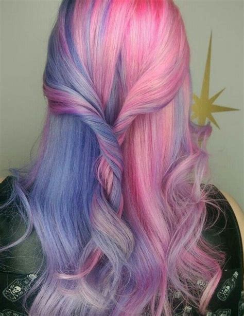 Split Hair Color In A Knot Pink And Teal Light Blue Purple Lilac