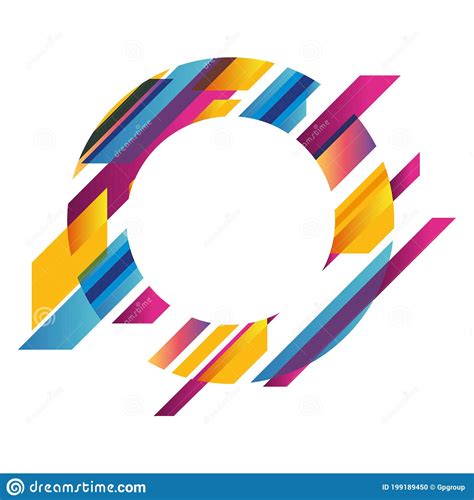 Modern Circle Frame Multicolored And Striped Vector Design Stock Vector