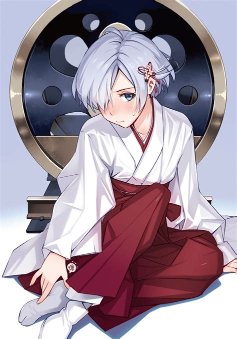 Anime girls with short hair are the best, sayama, saitama. Wallpaper : illustration, anime girls, short hair, cartoon, gray hair, Japanese clothes, kimono ...